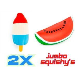 Jumbo Squishy Watermelon Slice & Popsicle Rocket Squeeze Squishy Viral 2X